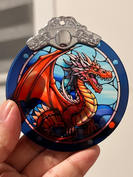 Other - Fierce Dragon Stained Glass Style Ceramic Ornament.